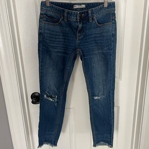 Free People Distressed Raw Hem Skinny Jeans